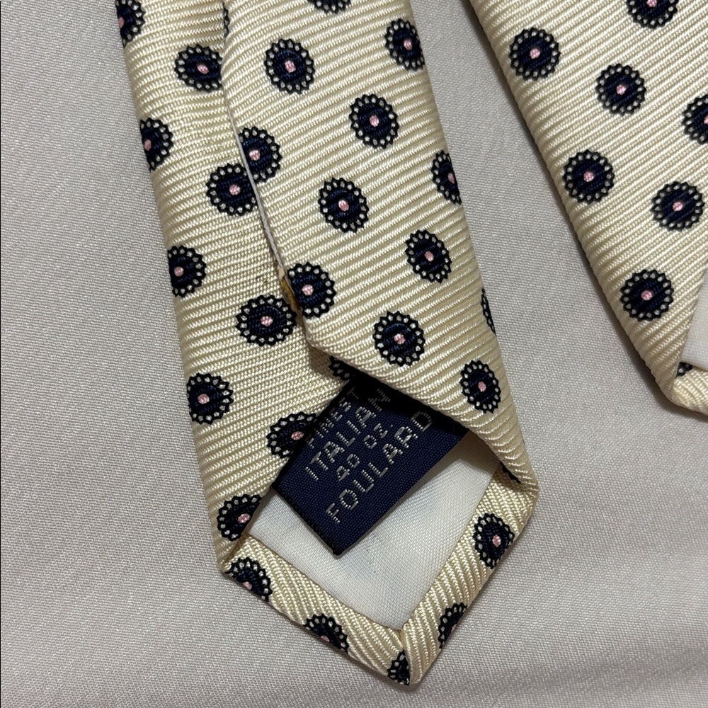 Polka Dot Silk Tie - Cream and Black - Picture 3 of 7